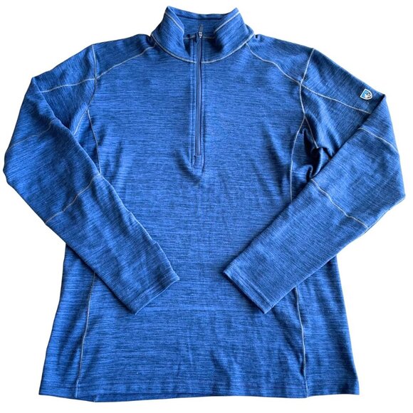 Kuhl Men's Alloy 1/4 Zip Long Sleeve Knit Pullover, Blue - Size Medium - Picture 2 of 13